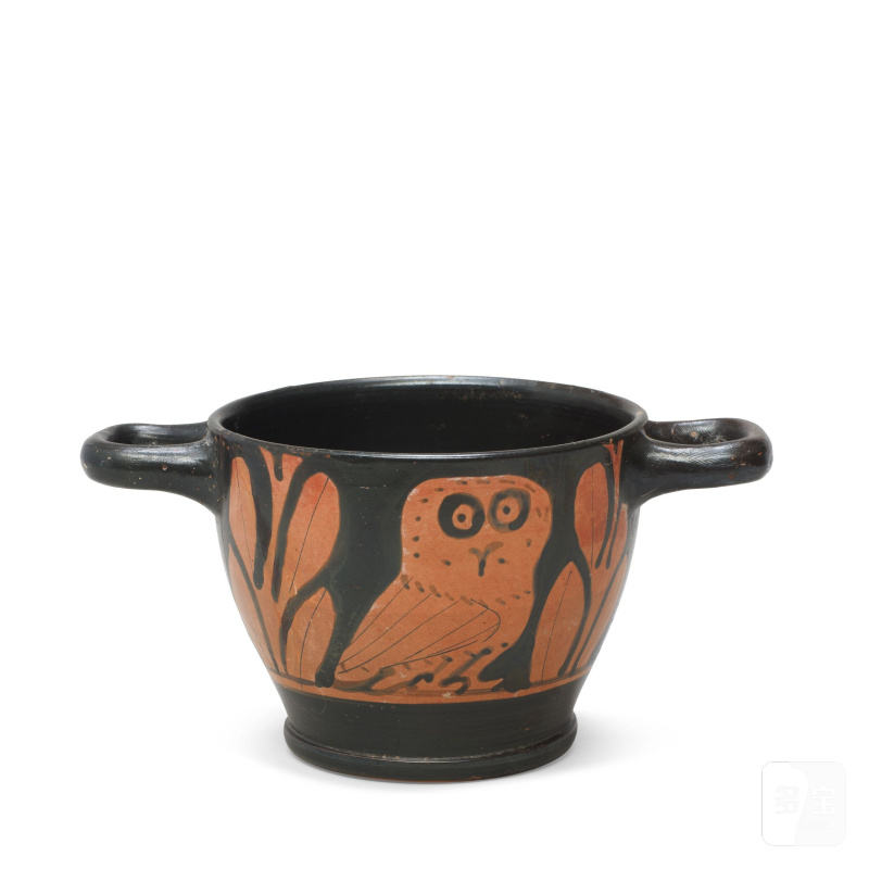 A Greek red-figure owl skyphos - 图2